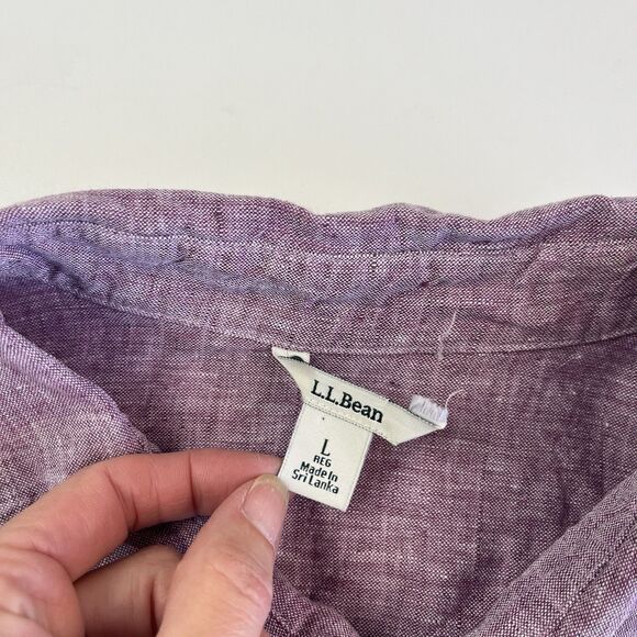 LL Bean Washable Linen Tunic Shirt L Button Up Coastal Grandma Resort Classic - Picture 3 of 9